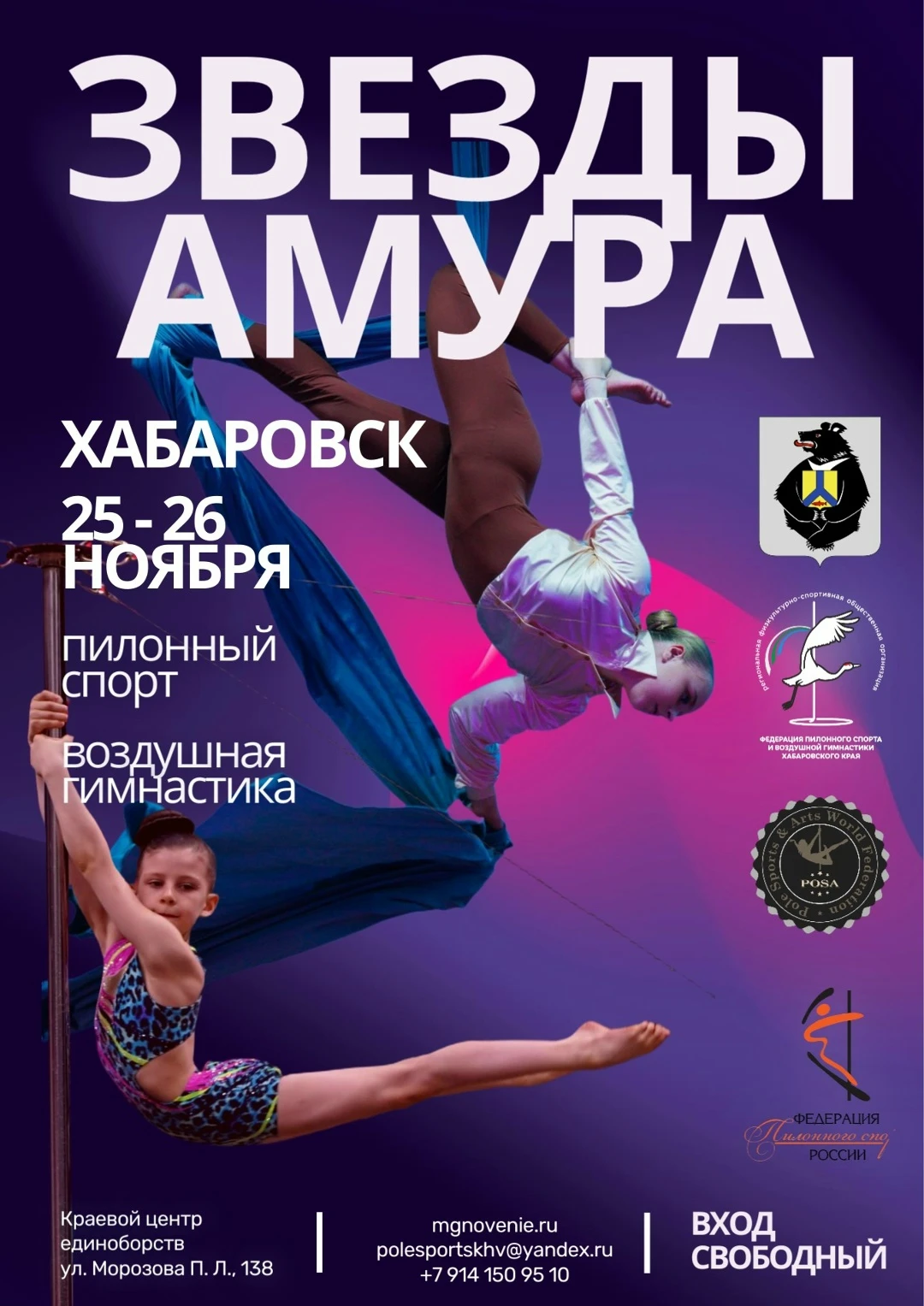 Краевые соревнования по пилонному спорту; Фестиваль по массовому спорту и арту "Звезды Амура"