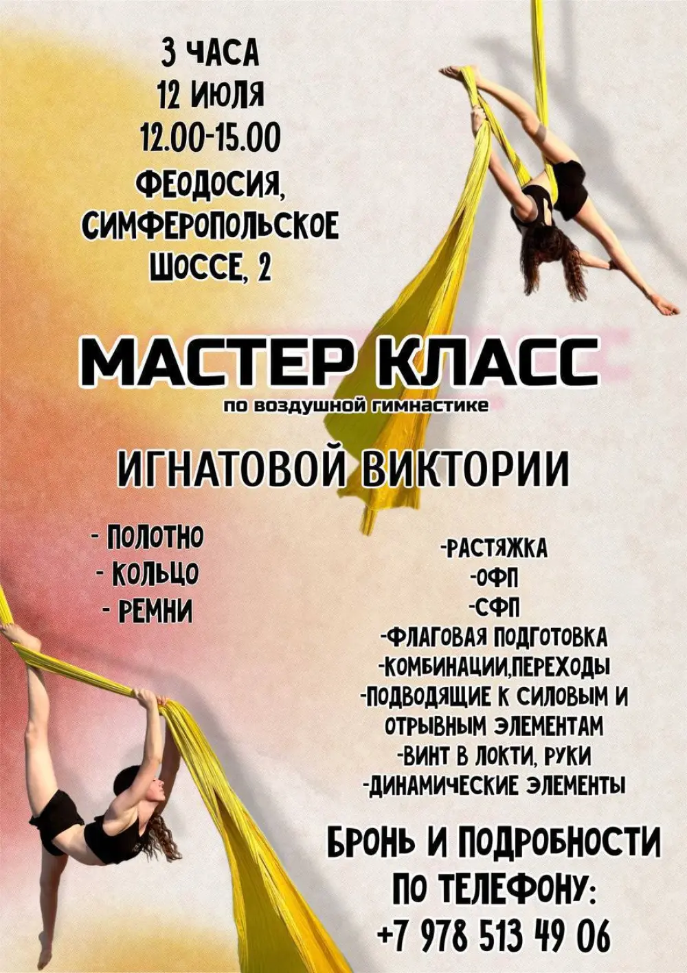 Мастер-класс по воздушной гимнастике Игнатовой Виктории